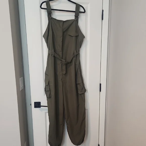Women's Olive Green Jumpsuit - Picture 1 of 10